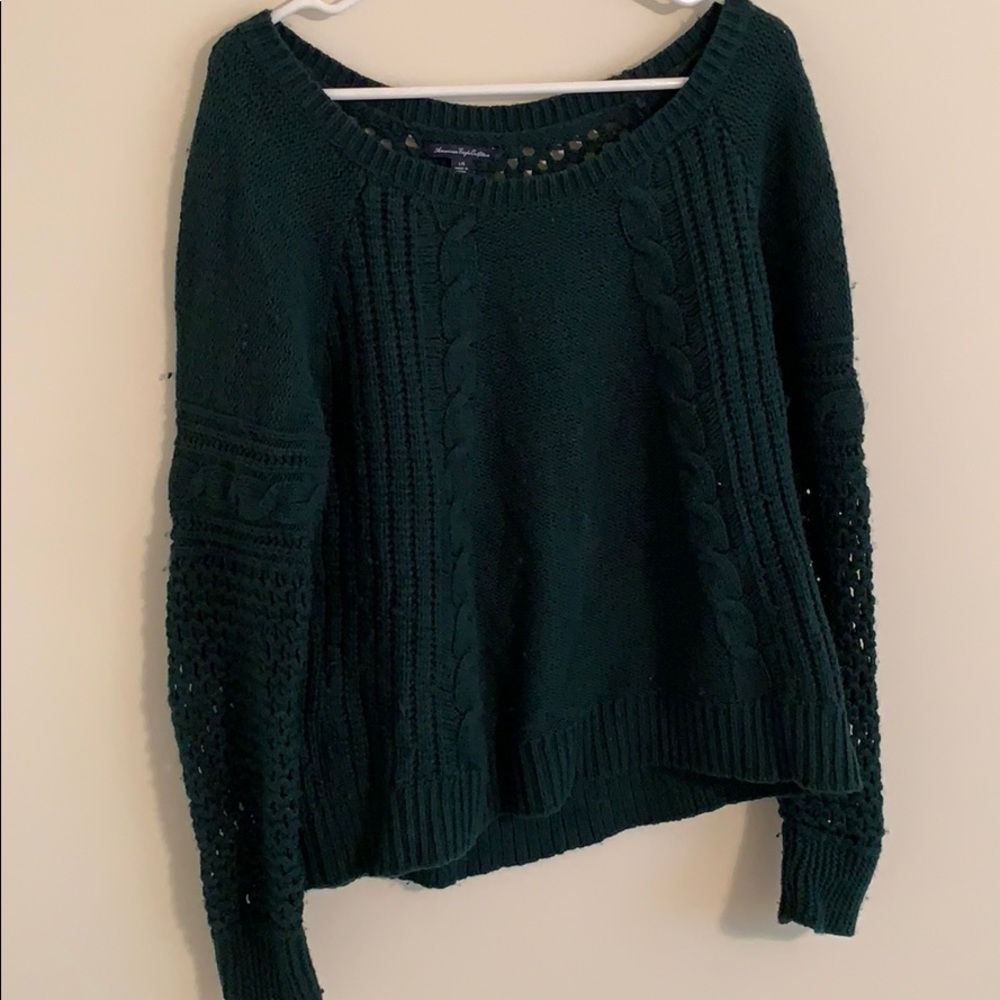Open Knit Sweater, hunter green